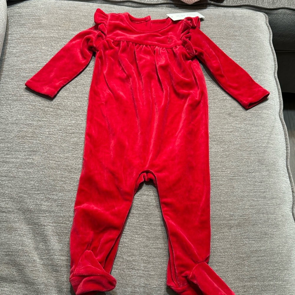 Ralph Lauren red velvet onesie